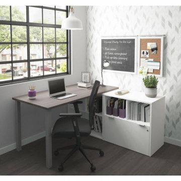 L-Desk I3 Plus 1 File Bark Gray/White
