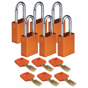 Lockout Padlock Al Orange Key Alike PK6