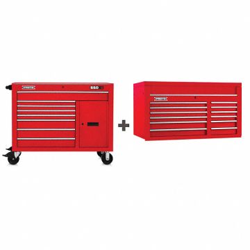 Rolling Cabinet Red 8 Drawer w/Top Chest