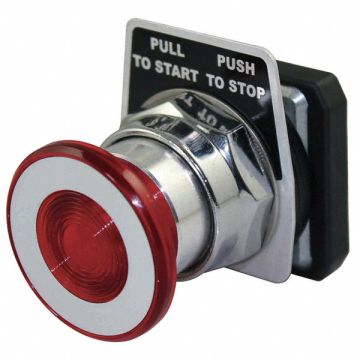 H7009 Push Button 30mm Push/Pull Mushroom Rd