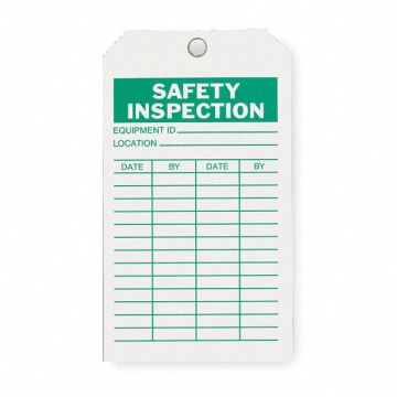 Saf Inspection Tag 7 x 4 In Grn/Wht PK10