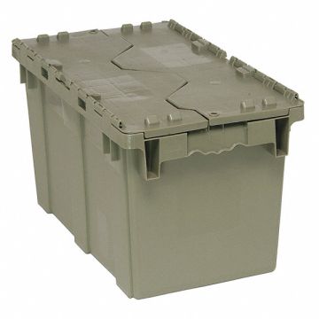 Attached Lid Container Gray Solid HDPE