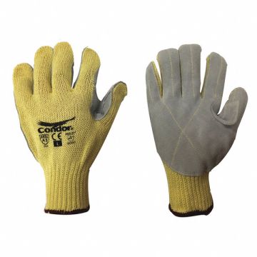 Leather Gloves Gray Yellow S PR
