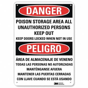 Danger Sign 14 in x 10 in Aluminum