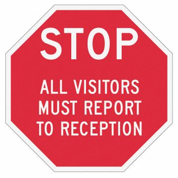 Rflctv Visitors Stop Sign 12x12in Alum