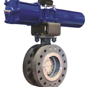 Valve, Butterfly, Double Flanged Triple Offset, 10", 150#, Flanged RF, RP, LCC /LCC/Stellited/Duplex+Graphite, Gear Op.