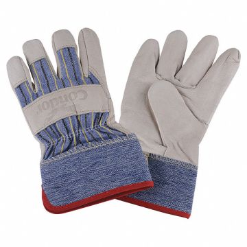 D1575 Leather Gloves Beige/Blue 2XL