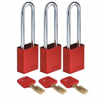 Lockout Padlock Alum. Red Key Alike PK3