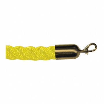 Barrier Rope Yllw 6 ft L Brass Snap End
