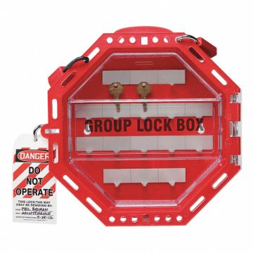 Group Lockout Box 42 Padlocks Red 13in.H