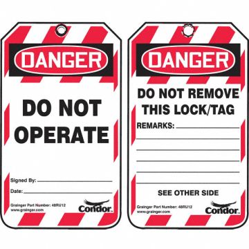 Lockout Tag Danger Do Not Operate PK100
