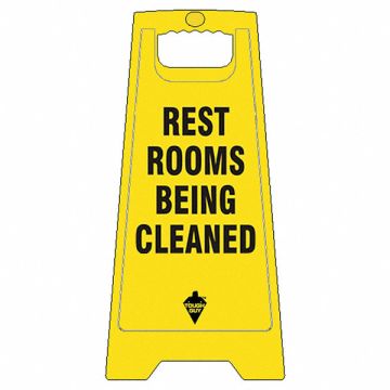 Restroom Sign Yellow Plastic 24 in H