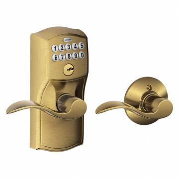 Electronic Lock Lever Antique Brass