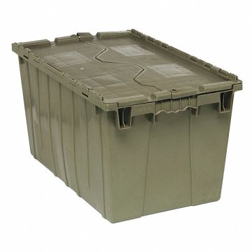 Attached Lid Container Gray Solid HDPE