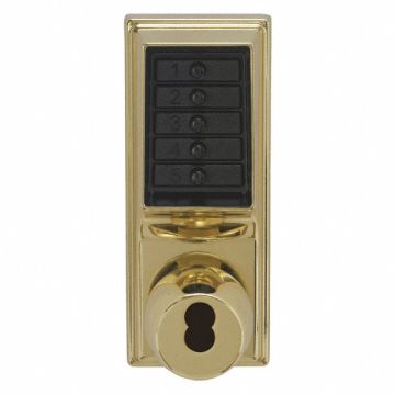 Push Button Lockset Bright Brass Knob