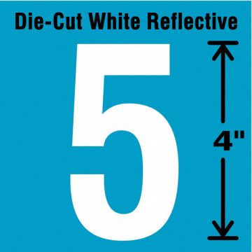 Die-Cut Refl. Number Label 5 4In H PK5
