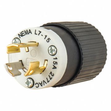 Locking Plug Black/Wht 277VAC 2.0 HP 15A