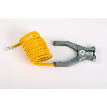 Antistatic Insulated Wire For Bonding/Grounding, With Hand Clamp And 1/4 Inch Terminal, 10 Feet Coiled