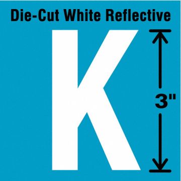 Die-Cut Refl. Letter Label K 3In H PK5