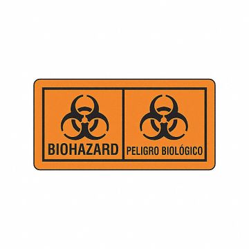 Bilingual Biohazard Label 2inx4in PK100