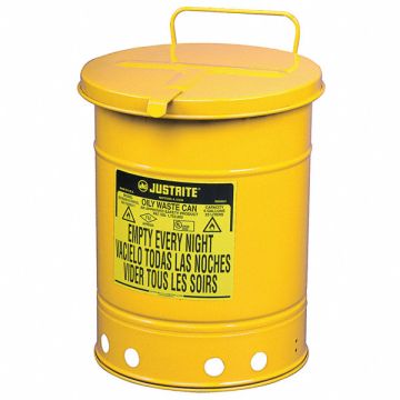 Oily Waste Can 10 gal Steel Yellow