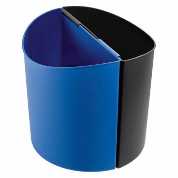Wastebasket Half Round 7 gal. Black/Blue