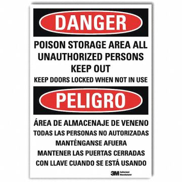 Danger Sign 14 in x 10 in Rflct Sheeting
