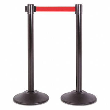 Steel Stanchion Black 7.5ft Red Belt PR