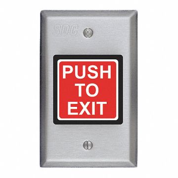 Push to Exit Button 2-7/8 inW DPDT Relay