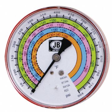 Gauge 4 In Dia High Side Red 800 psi