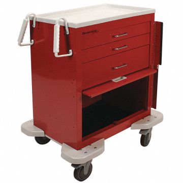 Emergency Cart 25x32x39 Red 3 Drawer