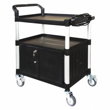 Cart with Cabinet 37-3/16 in H Black
