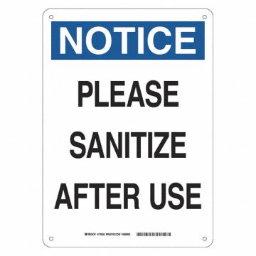 Please Sanitize After Use Sign 14 H 10 W