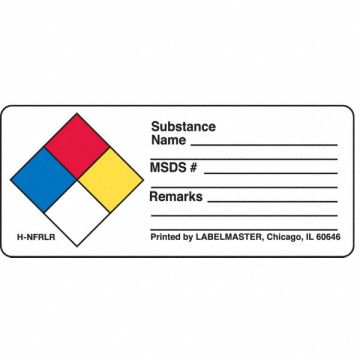 NFPA Write-On Substance Name Label PK500
