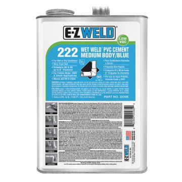 Pipe Cement PVC Med Bodied 128 oz. Blue