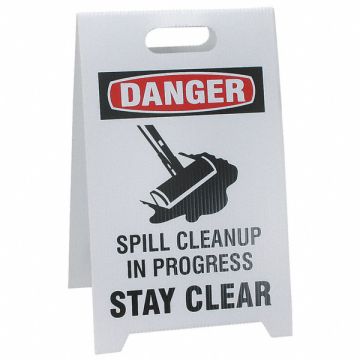 Floor Safety Sign White Plastic 20 in H