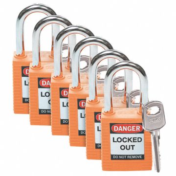 H1699 Lockout Padlock KA Orange 1-3/4 H PK6