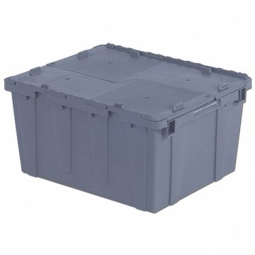 E3391 Attached Lid Container Gray Solid HDPE