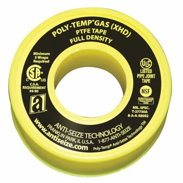 Thread Sealant Tape 1/2 W Yellow