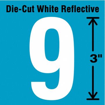 Die-Cut Refl. Number Label 9 3In H PK5