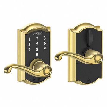 Electronic Lock Lever Bright Brass