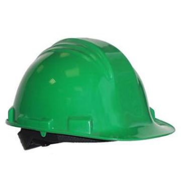 Helmet, Safety, With 4 Point Plastic Harness And Sweatband, Green