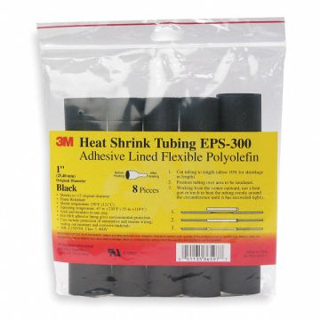 Shrink Tubing 6 in Blk 0.187 in ID PK10