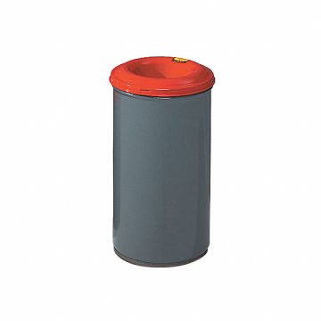 Trash Can Round 12 gal Red/Gray