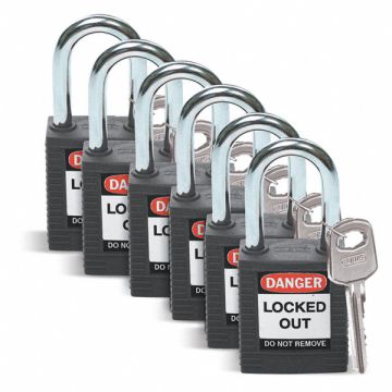 D1951 Lockout Padlock KD Black 1-3/4 H PK6