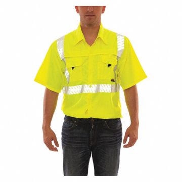 J5376 Work Shirt Size 2XL Hi-Vis Green/Yellow