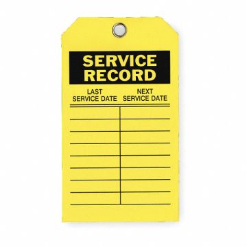 Service Record Tag 7x4 Bk/Yel PK10