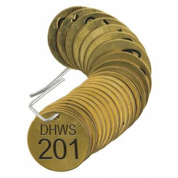 Numbered Tag Brass 1 1/2in W PK25