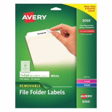 Removable File Folder Labels White PK750
