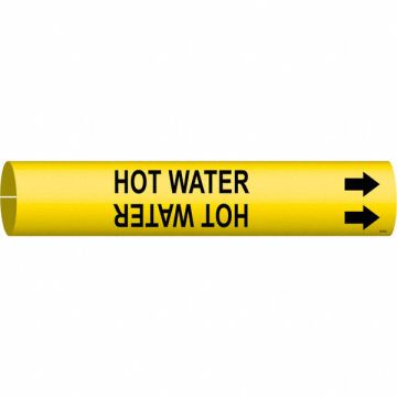 Pipe Marker Hot Water 2 in H 2 in W